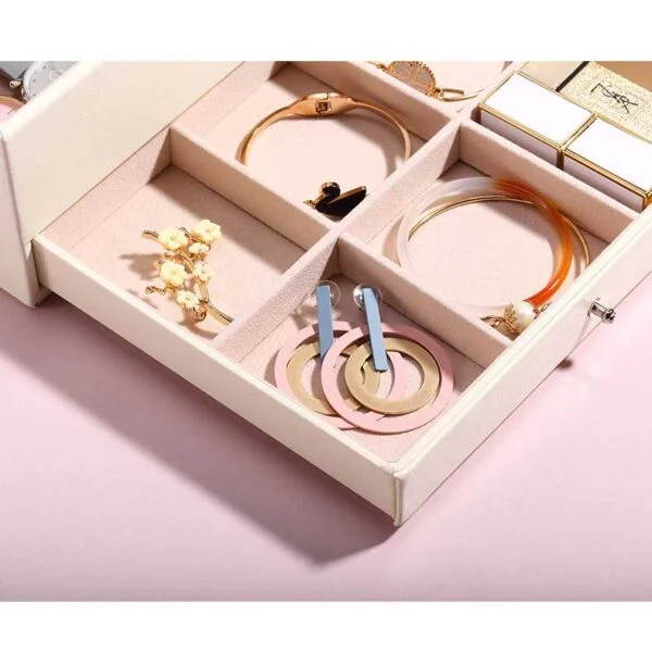 Leather Jewelry Box with Drawers