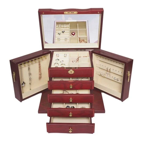 Large Vintage Wooden Jewelry Box