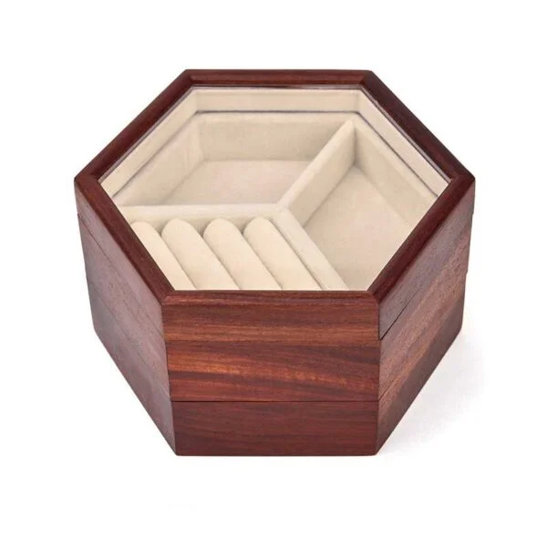 wood glass top jewelry box