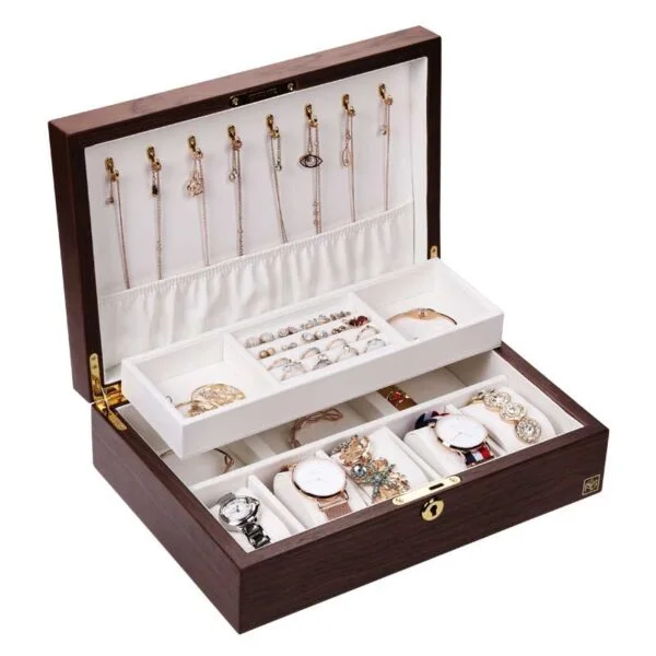 wooden jewelry box with lock