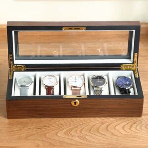 Wood and glass watch box