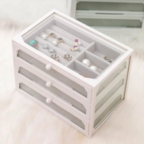 White glass top jewelry box