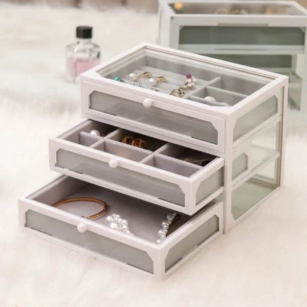 White glass top jewelry box