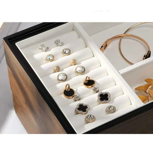 wood jewelry box with tray