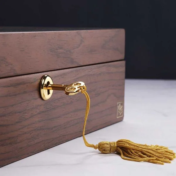 wooden jewelry box with lock