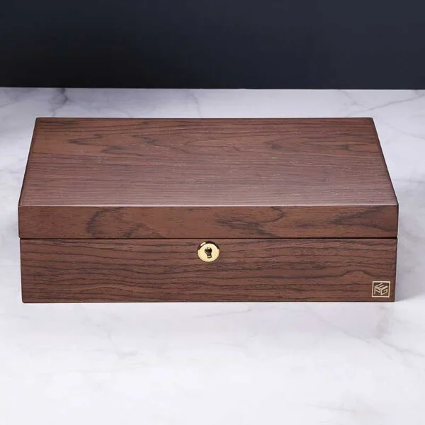 wooden jewelry box with lock