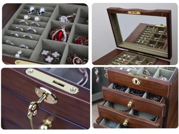 Large Vintage Wooden Jewelry Box