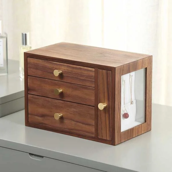 wooden jewelry box with drawers