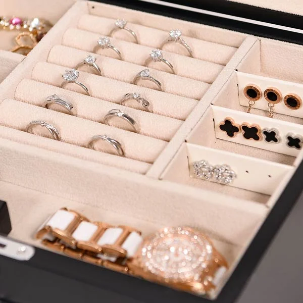 Wooden Jewelry Box with Glass Doors