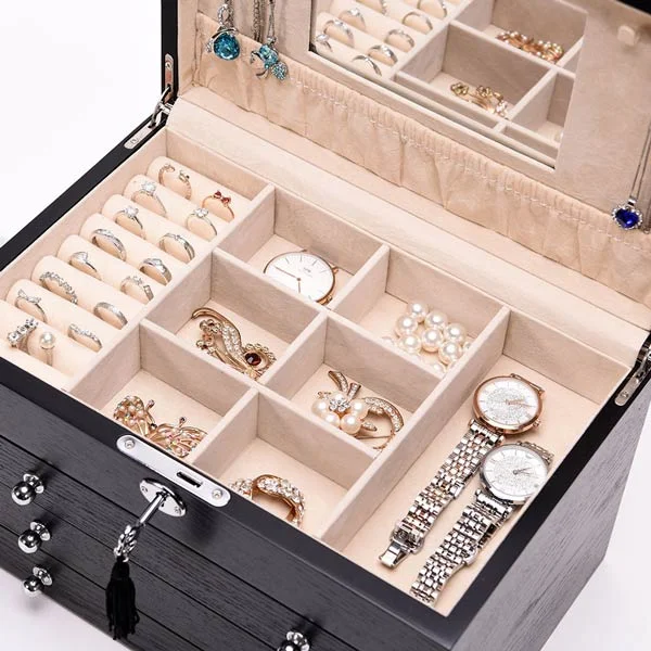 Wooden Jewelry Box With Mirror