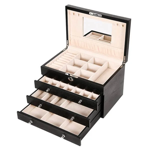 Wooden Jewelry Box With Mirror