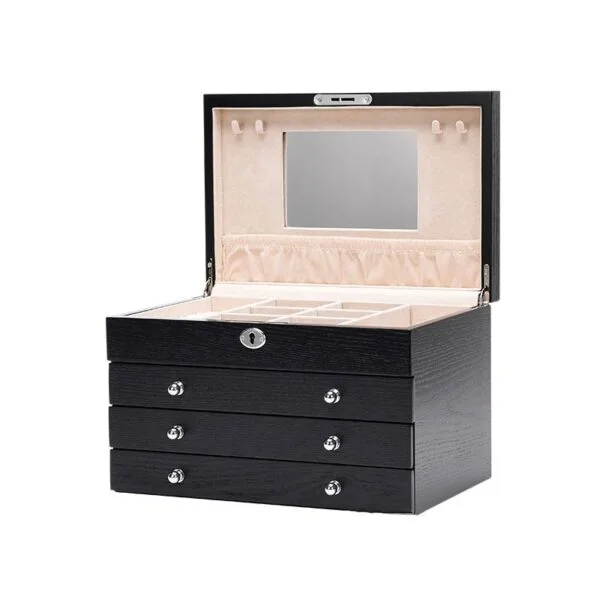 Wooden Jewelry Box With Mirror