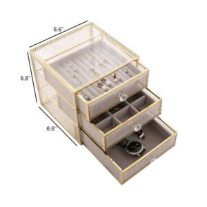 Glass Jewelry Box with Drawers