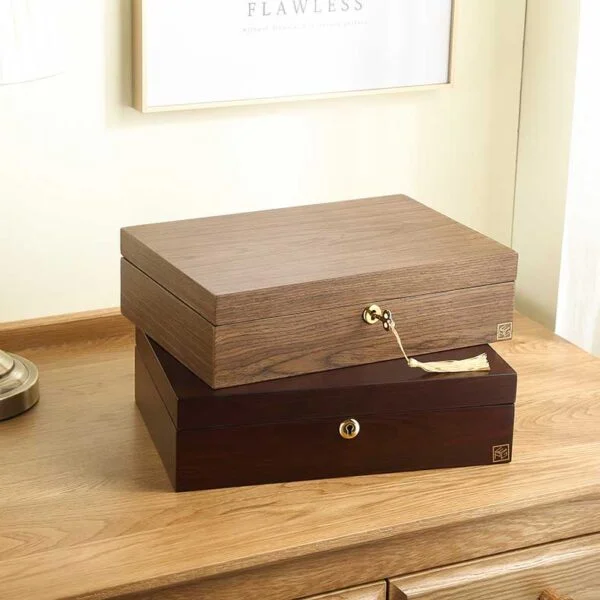 wooden jewelry box with lock