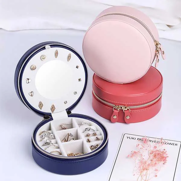 Round Travel Jewelry Case