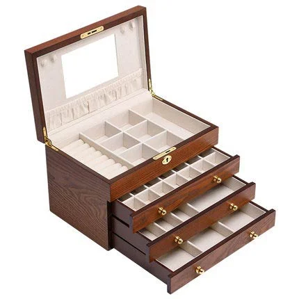 Wooden Jewelry Box With Mirror